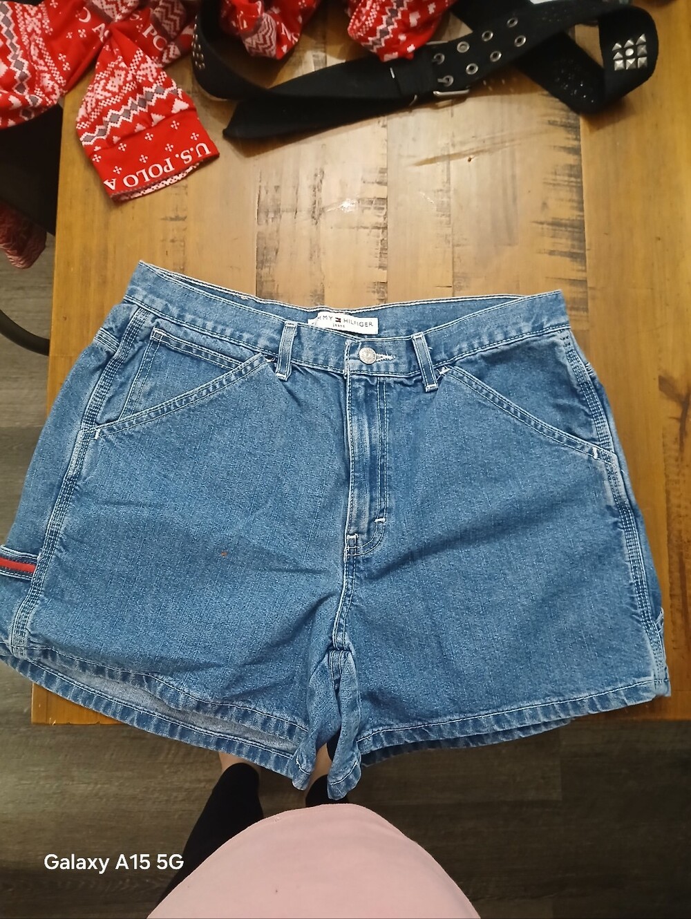 Tommy Hilfiger Women's Blue Denim Jean Shorts with Subtle Flag Trim